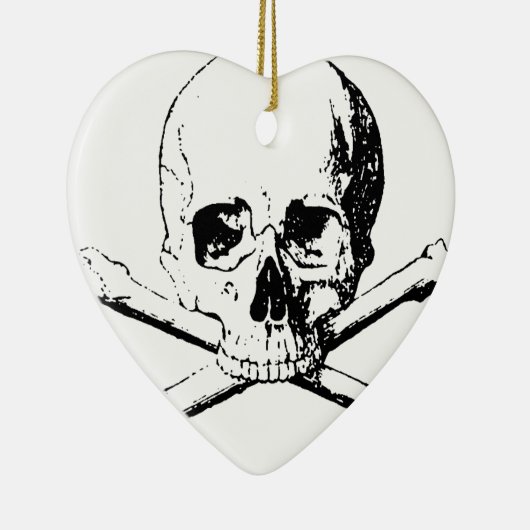 Zwarte en witte schedel en Botten Keramisch Ornament (Rechts)