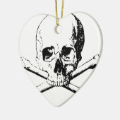 Zwarte en witte schedel en Botten Keramisch Ornament (Links)