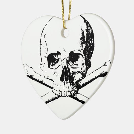 Zwarte en witte schedel en Botten Keramisch Ornament (Links)