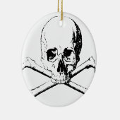 Zwarte en witte schedel en Botten Keramisch Ornament (Rechts)