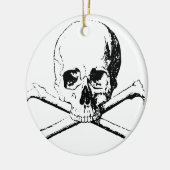 Zwarte en witte schedel en Botten Keramisch Ornament (Links)