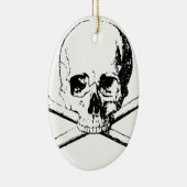 Zwarte en witte schedel en Botten Keramisch Ornament (Rechts)