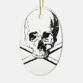 Zwarte en witte schedel en Botten Keramisch Ornament (Links)
