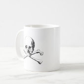 Zwarte en witte schedel en Botten Koffiemok (Voorkant links)