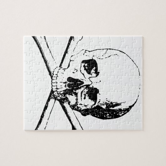 Zwarte en witte schedel en Botten Legpuzzel (Horizontaal)