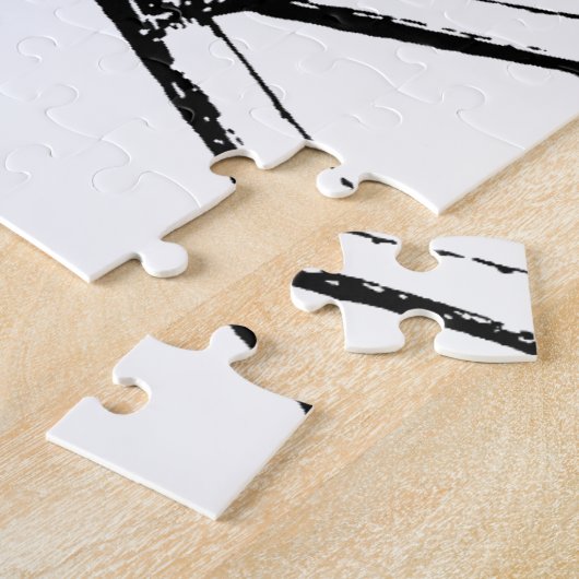 Zwarte en witte schedel en Botten Legpuzzel (Zijkant)