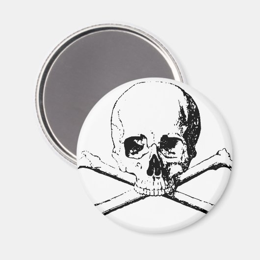 Zwarte en witte schedel en Botten Magneet (Voorkant / Achterkant)