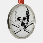 Zwarte en witte schedel en Botten Metalen Ornament (Rechts)