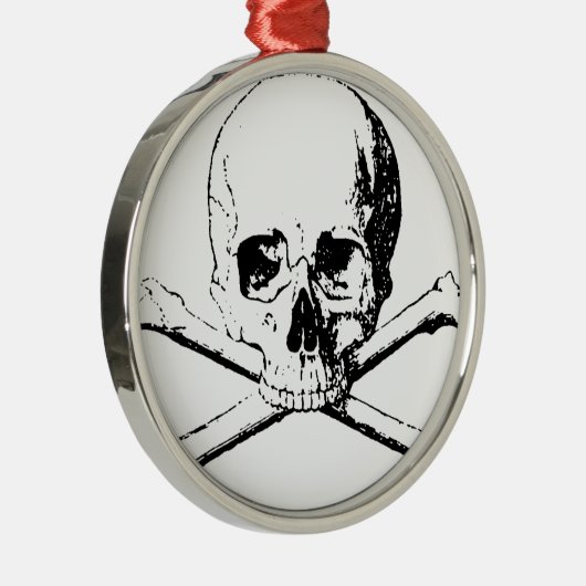 Zwarte en witte schedel en Botten Metalen Ornament (Rechts)