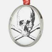 Zwarte en witte schedel en Botten Metalen Ornament (Links)