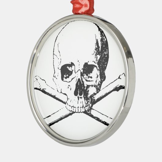 Zwarte en witte schedel en Botten Metalen Ornament (Links)