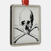 Zwarte en witte schedel en Botten Metalen Ornament (Rechts)
