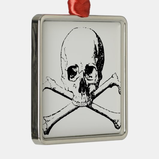 Zwarte en witte schedel en Botten Metalen Ornament (Rechts)