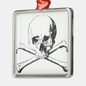 Zwarte en witte schedel en Botten Metalen Ornament (Links)