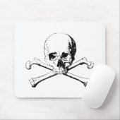 Zwarte en witte schedel en Botten Muismat (Met muis)