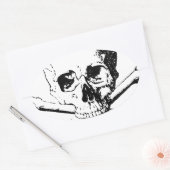 Zwarte en witte schedel en Botten Ovale Sticker (Envelop)