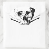 Zwarte en witte schedel en Botten Ovale Sticker (Tas)
