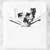 Zwarte en witte schedel en Botten Rechthoekige Sticker (Tas)