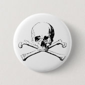 Zwarte en witte schedel en Botten Ronde Button 5,7 Cm (Voorkant)