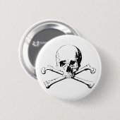 Zwarte en witte schedel en Botten Ronde Button 5,7 Cm (Voorkant /achterkant)
