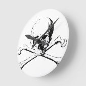 Zwarte en witte schedel en Botten Ronde Klok (Hoek)