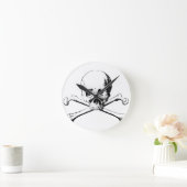 Zwarte en witte schedel en Botten Ronde Klok (Huis)