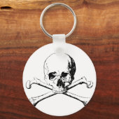 Zwarte en witte schedel en Botten Sleutelhanger (Voorkant)