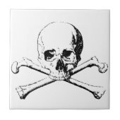 Zwarte en witte schedel en Botten Tegeltje (Voorkant)