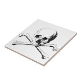 Zwarte en witte schedel en Botten Tegeltje (Zijkant)