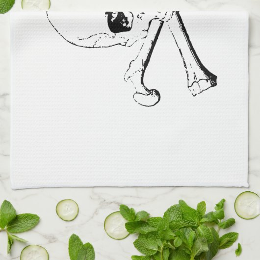 Zwarte en witte schedel en Botten Theedoek (Gevouwen)