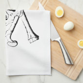 Zwarte en witte schedel en Botten Theedoek (Quarter Fold)