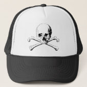 Zwarte en witte schedel en Botten Trucker Pet (Voorkant)