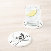 Zwarte en witte schedel en Botten Zandsteen Onderzetter (Zijkant)