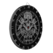 Zwarte en witte schedel en Pistolen Dartbord (Voorkant Links)