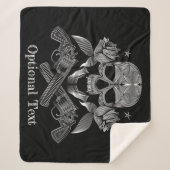 Zwarte en witte schedel en Pistolen Sherpa Deken (Voorkant)