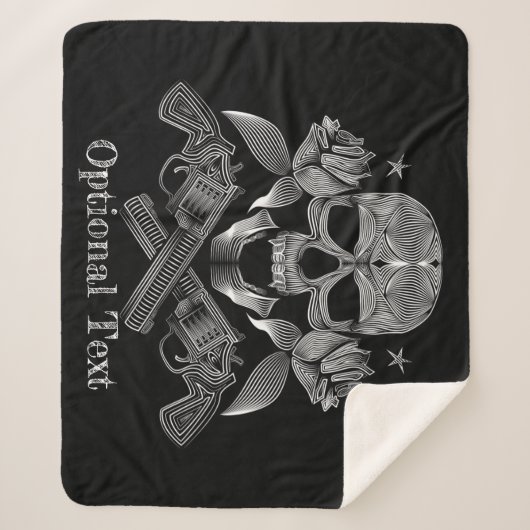 Zwarte en witte schedel en Pistolen Sherpa Deken (Voorkant)