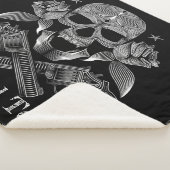 Zwarte en witte schedel en Pistolen Sherpa Deken (3/4)