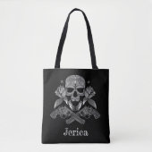 Zwarte en witte schedel en Pistolen Tote Bag (Voorkant)