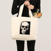 Zwarte en witte schedel grote tote bag (Voorkant (product))