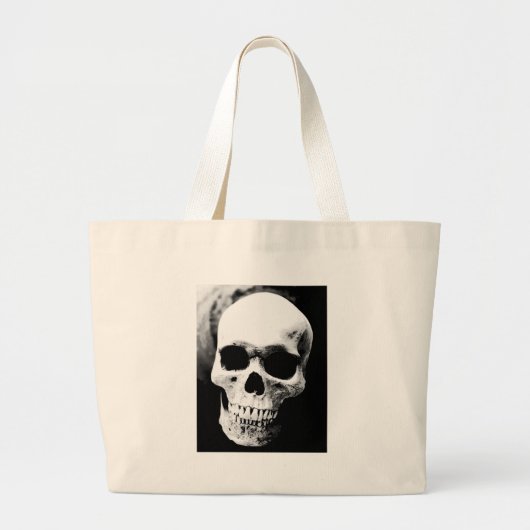 Zwarte en witte schedel grote tote bag (Voorkant)