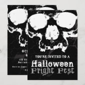 Zwarte en witte schedel Grungy Halloween Fright Pa Kaart (Voorkant / Achterkant)