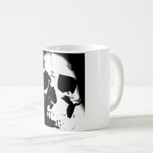 Zwarte en witte schedel koffiemok (Voorkant rechts)