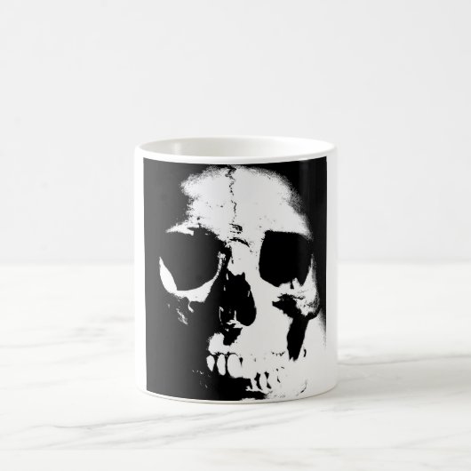 Zwarte en witte schedel koffiemok (Center)