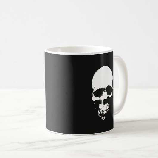 Zwarte en witte schedel koffiemok (Voorkant rechts)