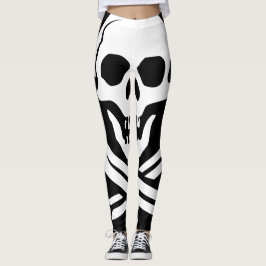 Zwarte en witte schedel leggings