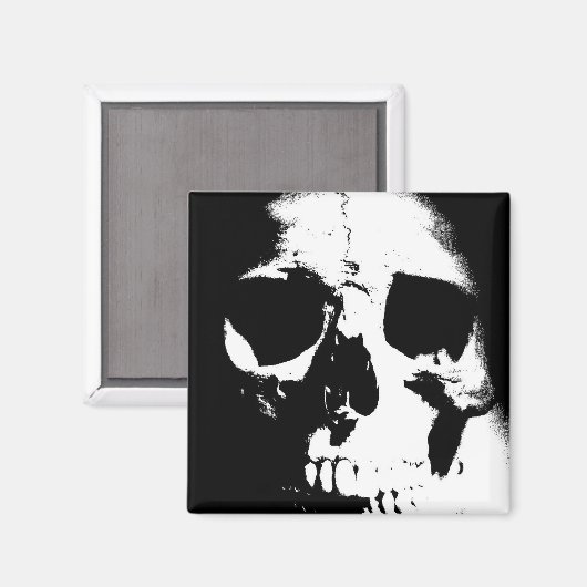 Zwarte en witte schedel magneet (Voorkant / Achterkant)