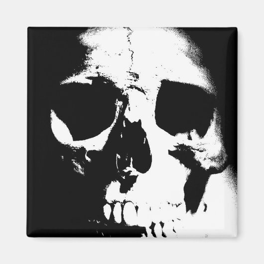 Zwarte en witte schedel magneet (Voorkant)