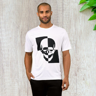 Zwarte en witte schedel Mannen actief T-shirt