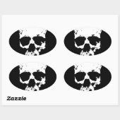 Zwarte en witte schedel ovale sticker (Vel)
