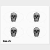 Zwarte en witte schedel ovale sticker (Vel)